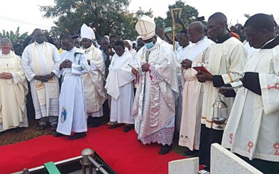 Hundreds Pay Final Tribute to Late Fr. Ponsiano Okalo Including the Bishop of Kotido Diocese.