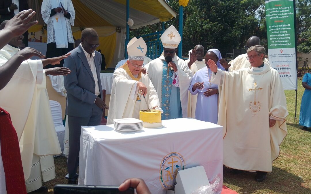 Bishop Emeritus Joseph Franzelli of Lira Diocese celebrating 20 years of Episcopate on the 57th anniversary of Lira Diocese.